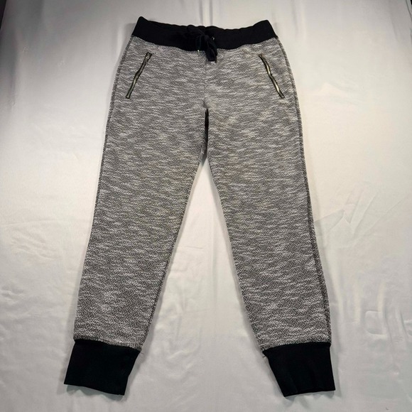 Green Tea Pants - Green Tea Womens Jogger Pants XL Marled Knit Gray Black Zip Pockets 32x28